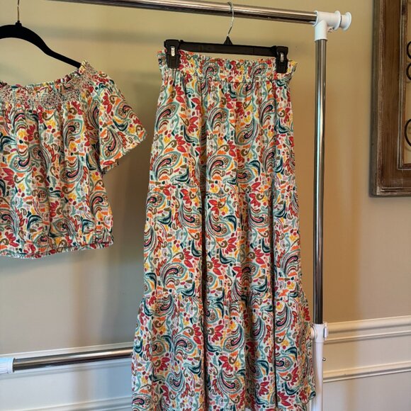 Marine Layer Corinne Maxi Skirt & Matching Top, Size Medium, Paisley Print - Picture 3 of 11